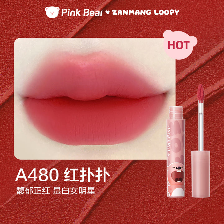 皮可熊粉色牛仔哑致唇泥loopy露比联名皮克熊奶烙口红女 Pink Bear Pink Cowboy Matte Lip Mud