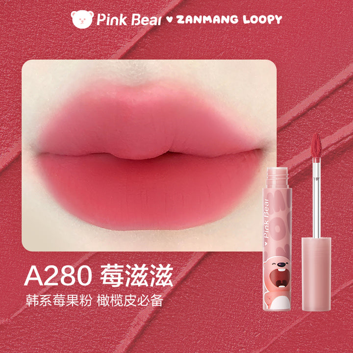 皮可熊粉色牛仔哑致唇泥loopy露比联名皮克熊奶烙口红女 Pink Bear Pink Cowboy Matte Lip Mud